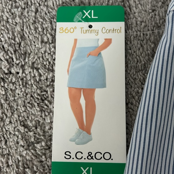 S.C.& CO. Blue /White Striped Tummy Control Skort Size XL - Picture 3 of 6